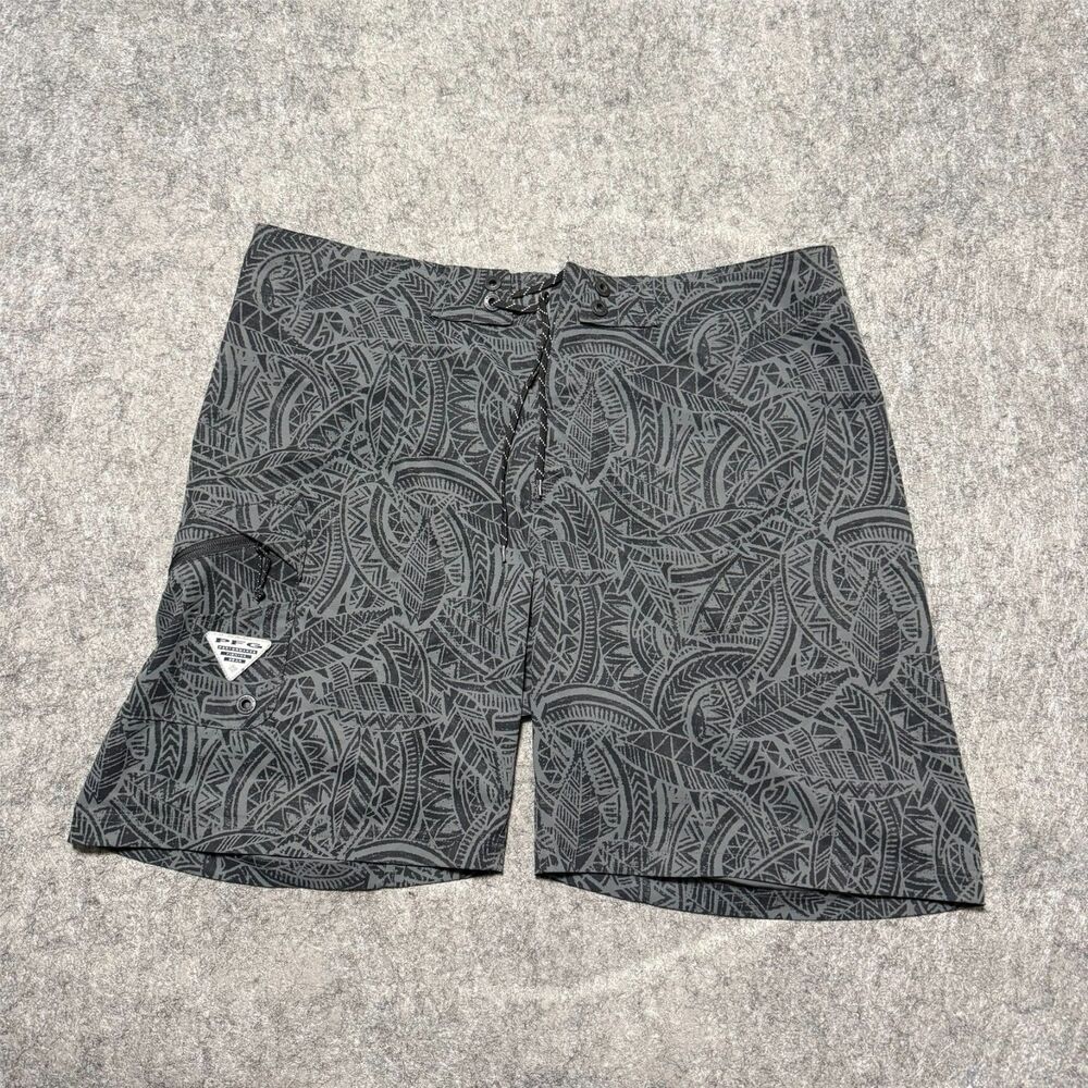 Columbia PFG Mens 40 Gray Paisley Board Shorts Trunks Omni-Shield Stretch